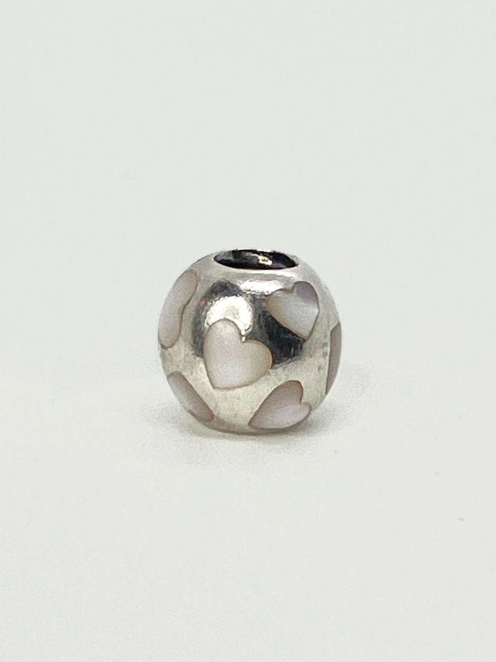Pandora Sterling Silver ‘ Love Me ‘ White MOP Heart Charm 790398MPW Retired